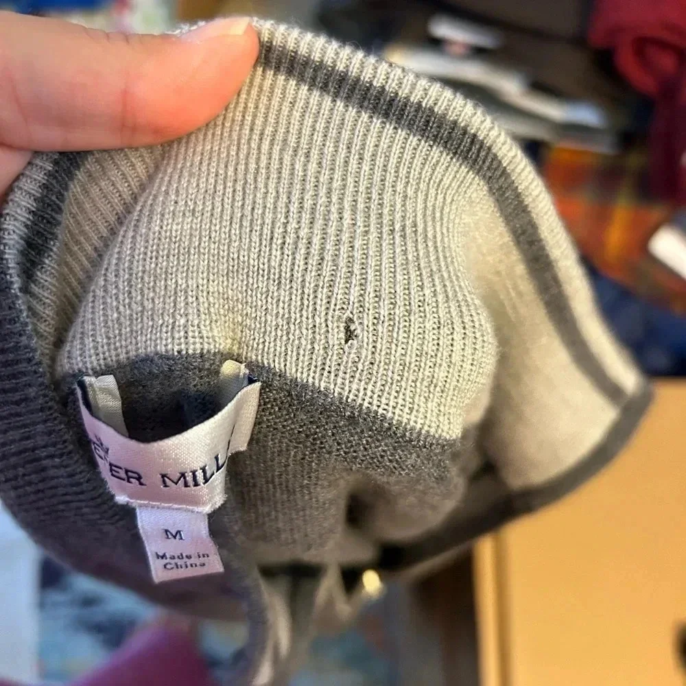 Peter Millar Merino Wool Gray Quarter Zip Sweater